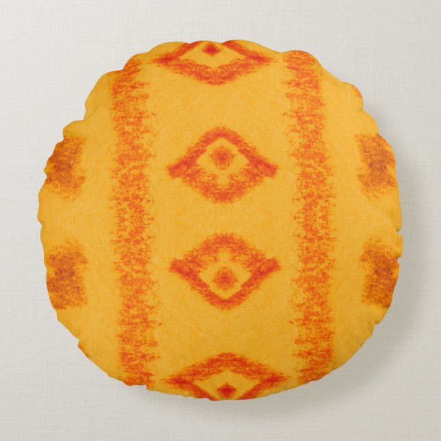 Geometric Stylish Blue and Green Ethinc Pattern De Round Pillow (Front)