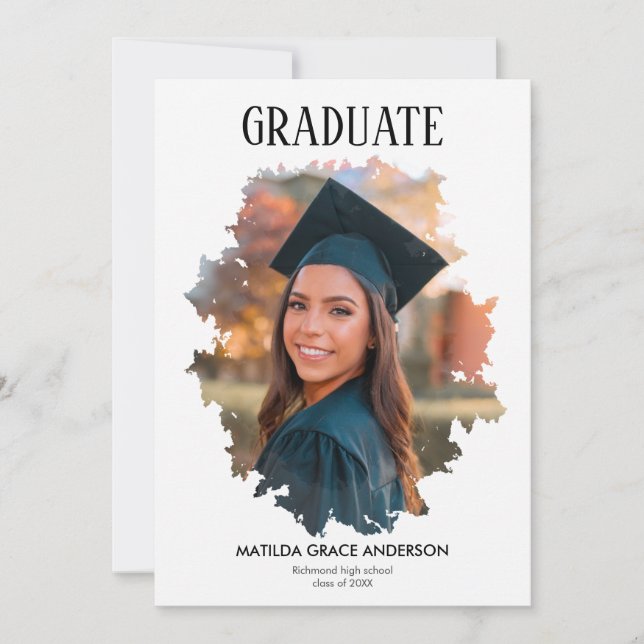 Geometric stylish photo graduation party invitation (Front)