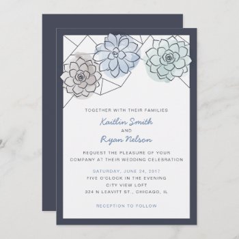 Geometric Succulent Wedding Invitation by SipDesigns at Zazzle