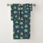 Geometric Succulents Pattern Bath Towel Set