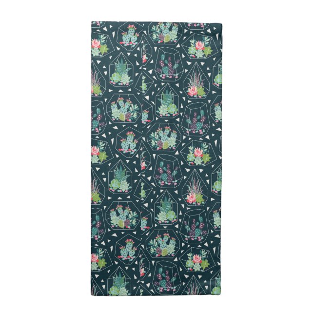 Geometric Succulents Pattern Cloth Napkin (Half Fold)