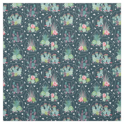 Geometric Succulents Pattern Fabric