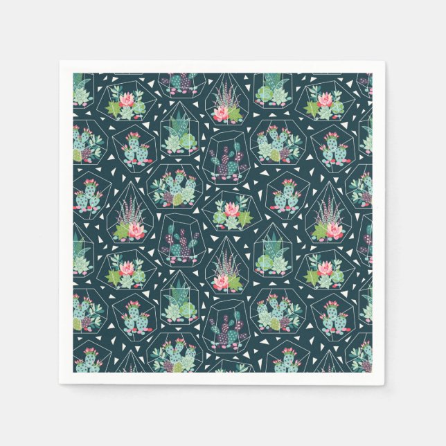 Geometric Succulents Pattern Napkins (Front)