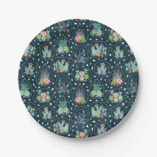 Geometric Succulents Pattern Paper Plates
