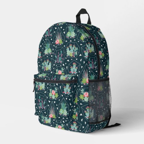 Geometric Succulents Pattern Printed Backpack