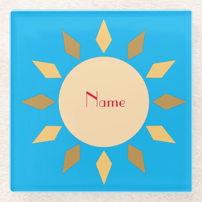 Geometric Sun  Circle Thunder_Cove   Glass Coaster (Front)