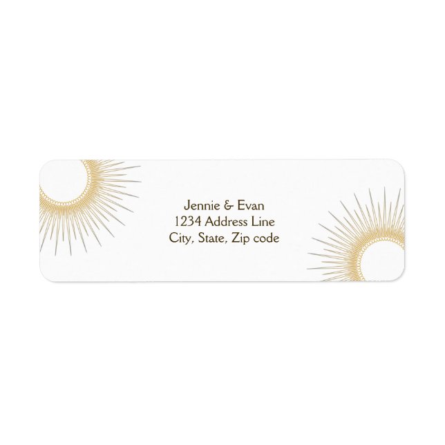 Geometric Sun Modern & Elegant Wedding Label (Front)