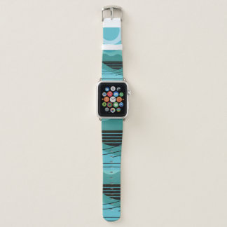 Geometric Sun Mountain Abstract with Tribal Border Apple Watch Band