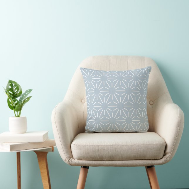 Geometric Sun Pattern Baby Blue Throw Pillow (Chair)