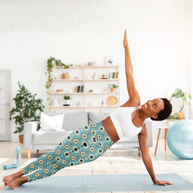 Geometric Sunflower Capri Leggings (Creator Uploaded)