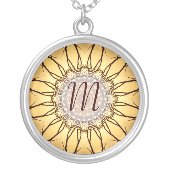 Geometric Sunflower Monogram Necklace (Front)
