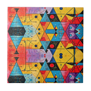 Geometric Symbols Abstract #02 Ceramic Tile