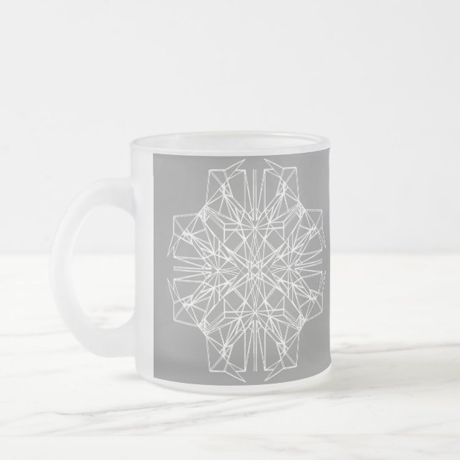 Geometric Symmetry Frosted Glass Coffee Mug (Left)