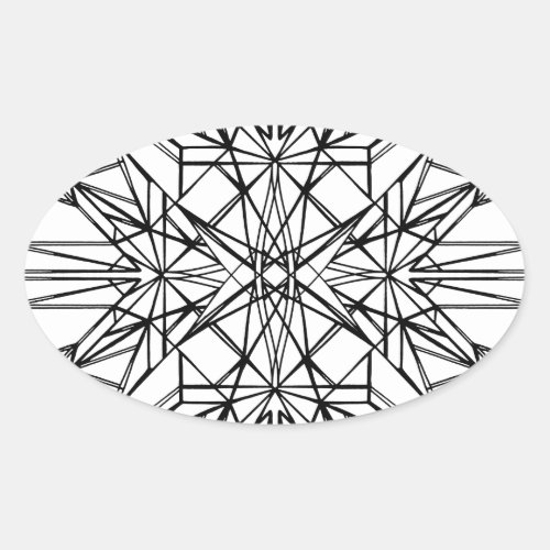 geometric symmetry oval sticker