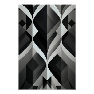 Geometric Symphony in Black and White Poster