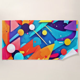 Geometric Symphony of Color Beach Towel