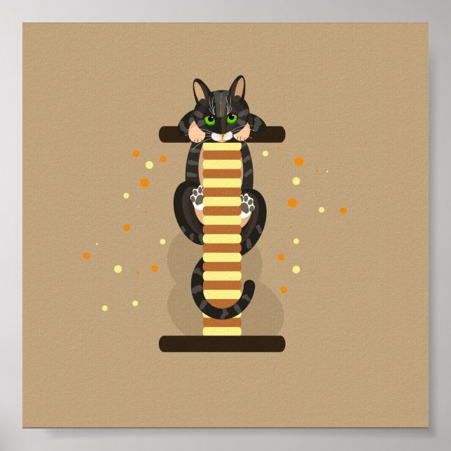 Geometric tabby Cat illustration Poster (Front)