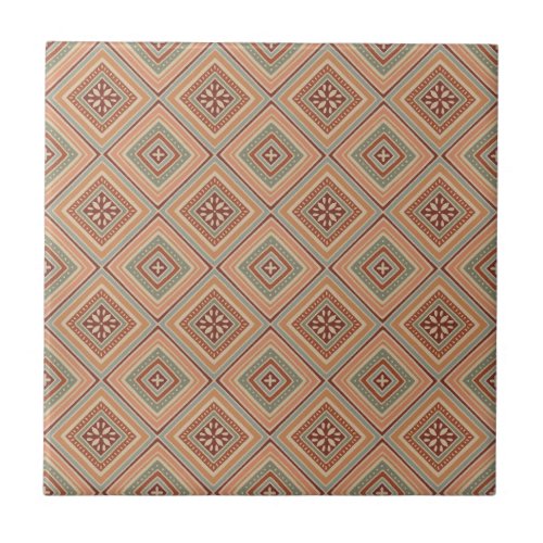Geometric Tan and Sage Seamless Ceramic Tile