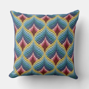 Geometric Tapestry Dream: Bargello Needlepoint Thr Throw Pillow