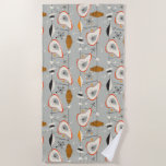 Geometric Teal &amp; Blue Pattern Beach Towel