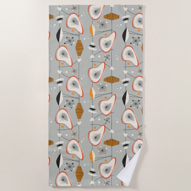 Geometric Teal & Blue Pattern Beach Towel (Front)