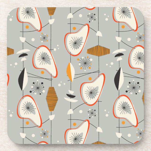 Geometric Teal & Blue Pattern Beverage Coaster (Front)