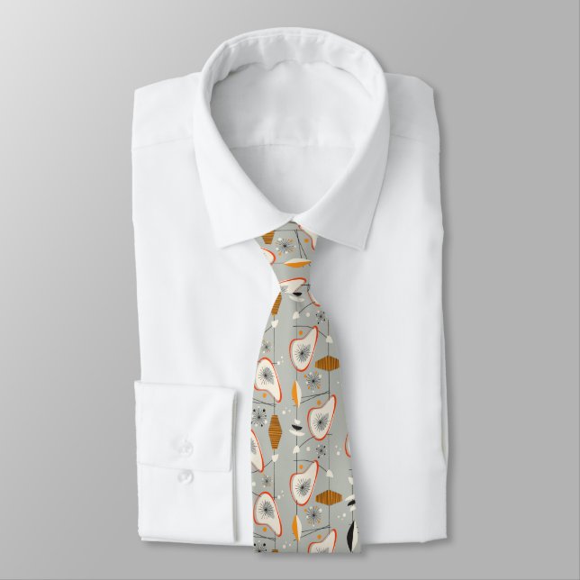 Geometric Teal & Blue Pattern Neck Tie (Tied)