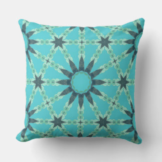 Geometric Teal Blue Sunburst Pillow