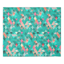 Geometric Teal Pink Watercolor Triangle Pattern