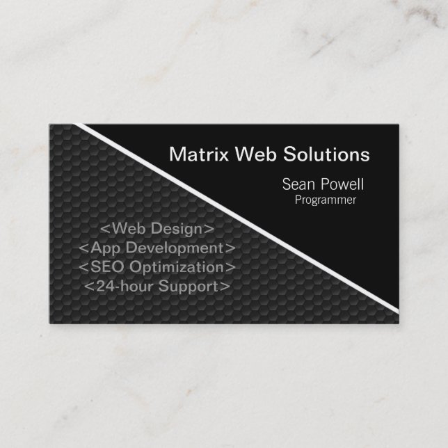 Geometric Tech Business Card, Metallic Gray Card (Front)