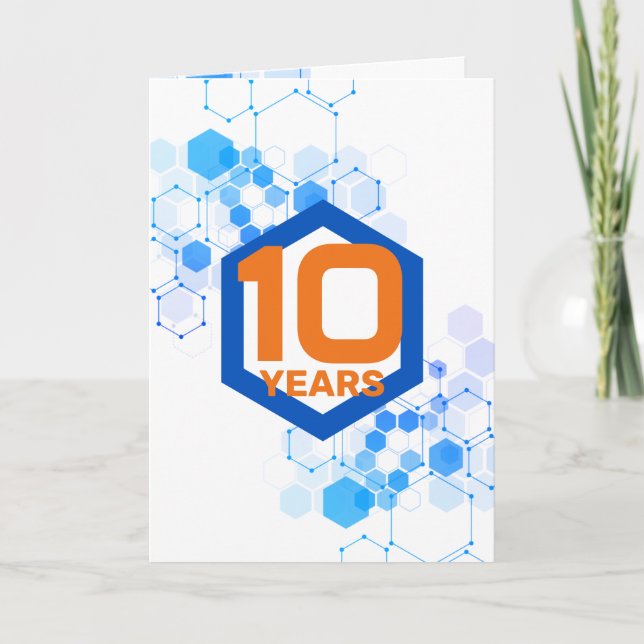 Geometric tech universal year employee anniversary card (Front)