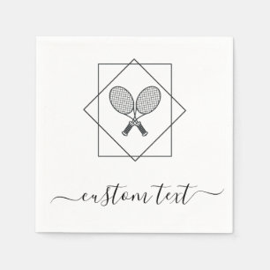 Geometric Tennis Rackets Vintage Retro Black White Napkins