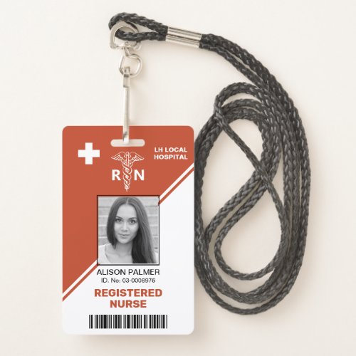 Geometric terracotta triangle Registered nurse RN  Badge