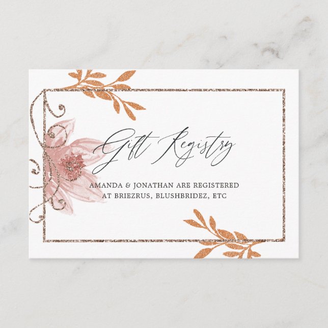 Geometric Terracotta Wedding Gift Registry Enclosure Card (Front)