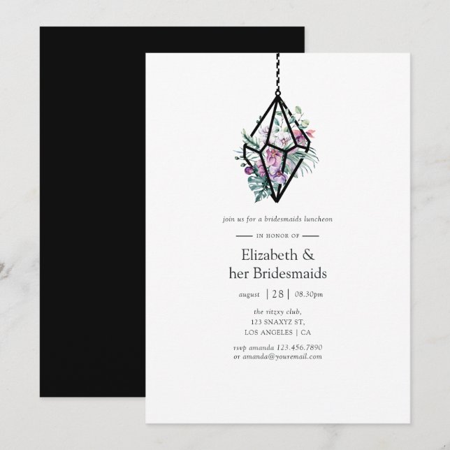 Geometric Terrarium Floral Bridesmaids Luncheon Invitation (Front/Back)