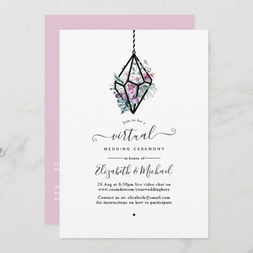 Geometric Terrarium Pastel Floral Virtual Wedding Invitation