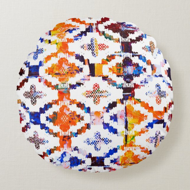 Geometric texture pattern with watercolor effectab round pillow (Front)