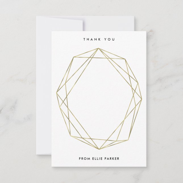 Geometric Thanks | Faux Gold Thank You Card (Front)