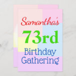 [ Thumbnail: Geometric Themed "73rd Birthday Gathering" Invitation ]