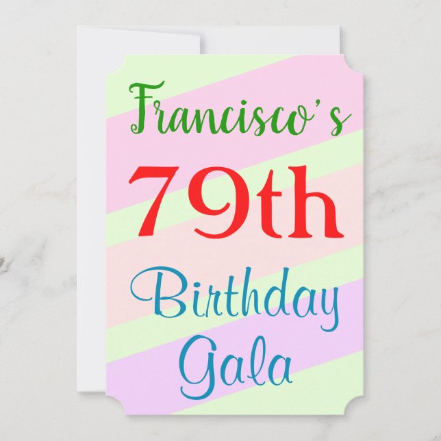 Geometric Themed "79th Birthday Gala" Invitation (Front)