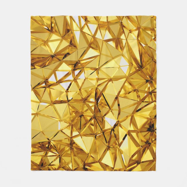 Geometric Three-Dimensional Gold Metal Fleece Blanket (Front)