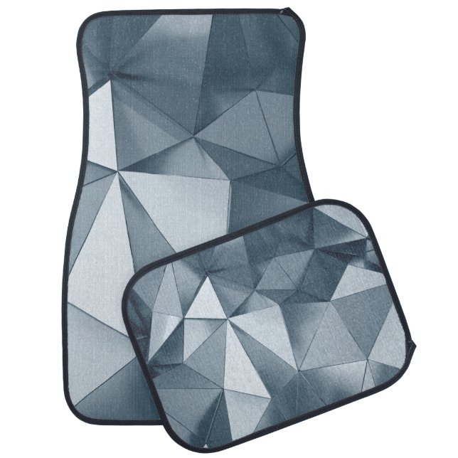 Geometric three dimensional metal background car floor mat (Set)