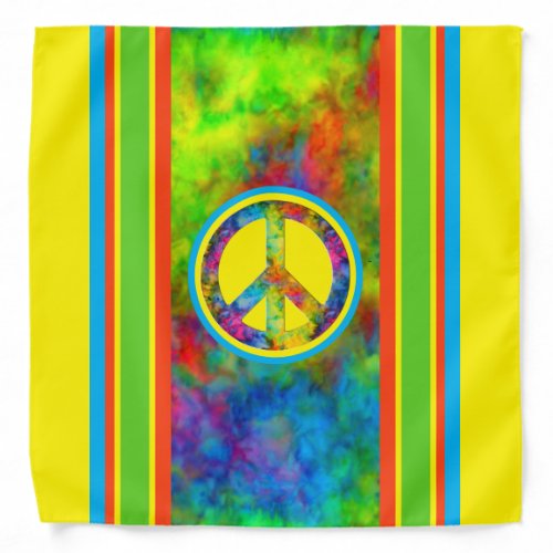 Geometric Tie_Dye Modern Stripes with Peace Sign Bandana