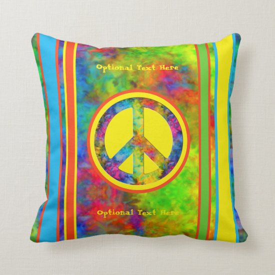 [Geometric Tie-Dye] Modern Stripes with Peace Sign Throw Pillow