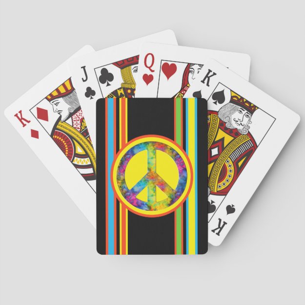 [Geometric Tie-Dye] Stripes with Peace Sign Playing Cards