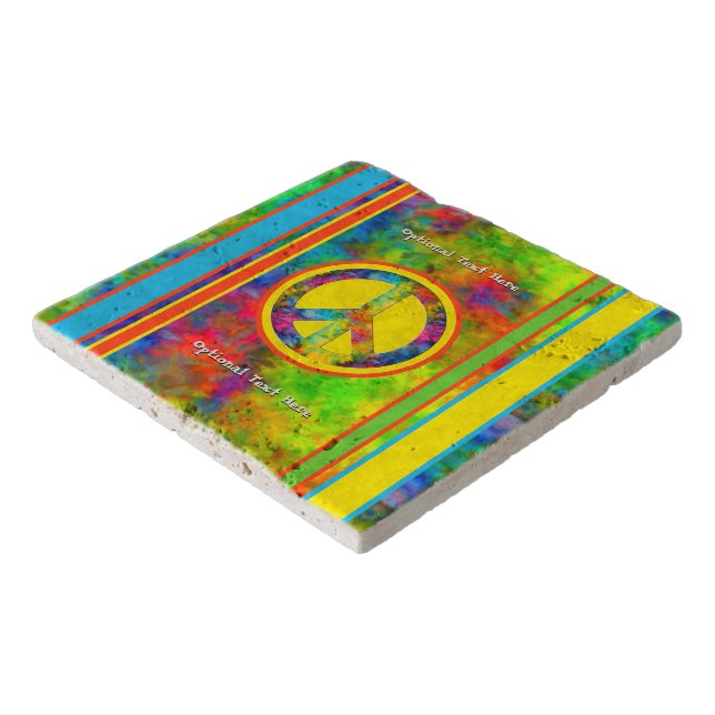 [Geometric Tie-Dye] Stripes with Peace Sign Trivet (Corner)