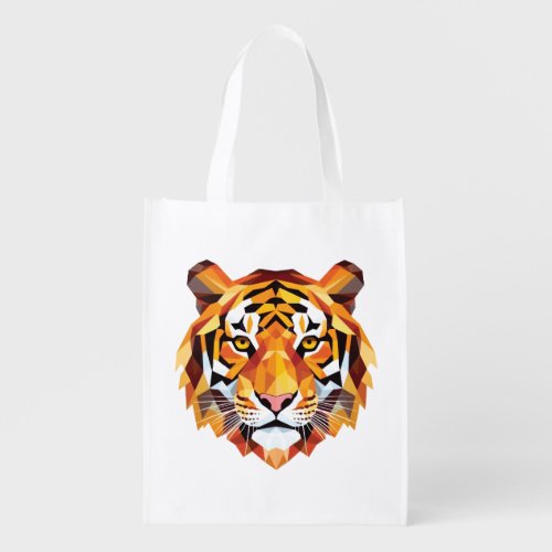 Geometric tiger face design grocery bag