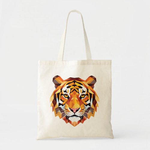 Geometric tiger face design tote bag