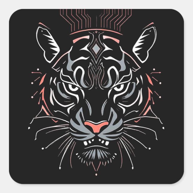🐅 Geometric Tiger Face Laptop Sticker Decal 🐅 (Front)