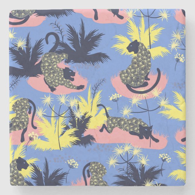 Geometric tiger, leopard: children's pattern. stone coaster (Front)
